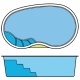 Piscina interrata in vetroresina POLINESIA a fagiolo 5,60 x 3,25 m - Fondo piano h 1,29 m