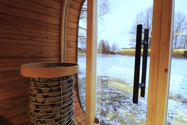 Progetti realizzati 3 - Sauna finlandese da esterno ROUND CUBE MINI 4 posti