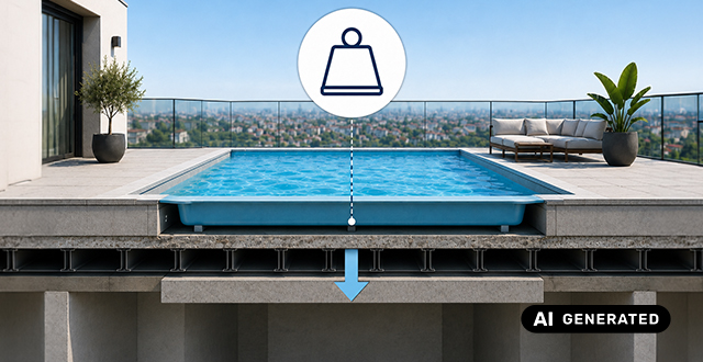 piscina fuori terra sul terrazzo portata
