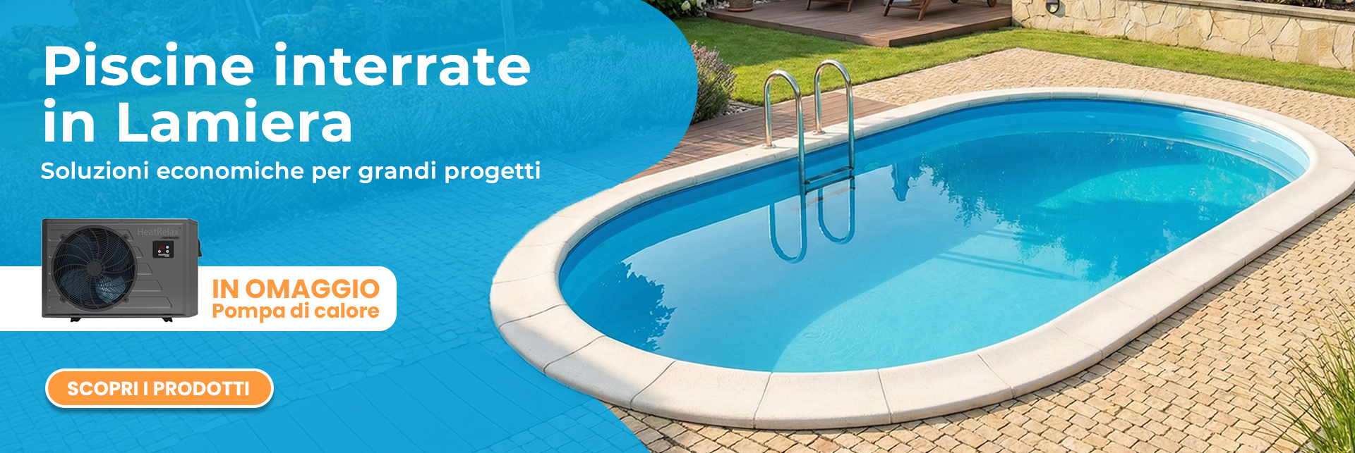 Promozione Piscine interrate in Lamiera d\'acciaio con Pompa di Calore in Omaggio
