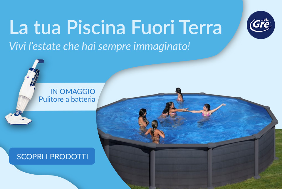 Promozione Piscine in lamiera Gre h 1,32m con un aspiratore in omaggio