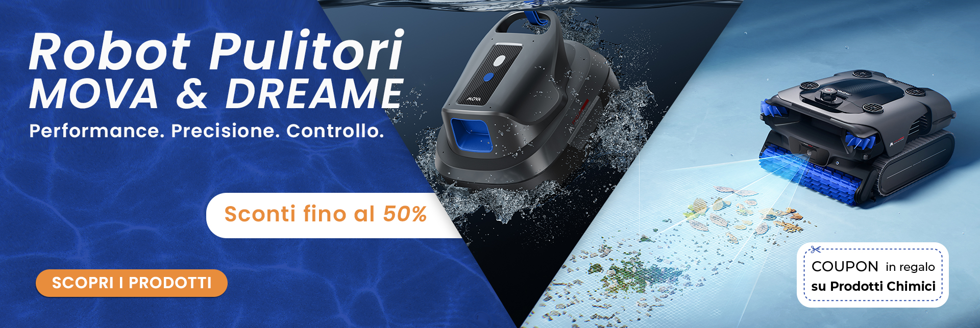 Promozione Robot Pulitori piscina Mova e Dreame in promozione