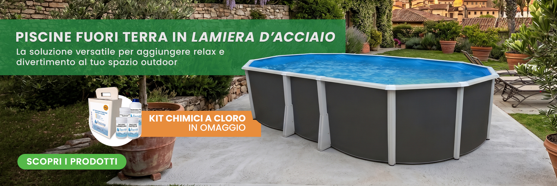 Promozione Piscine fuori terra lamiera d\'acciaio in promozione con doccia in omaggio