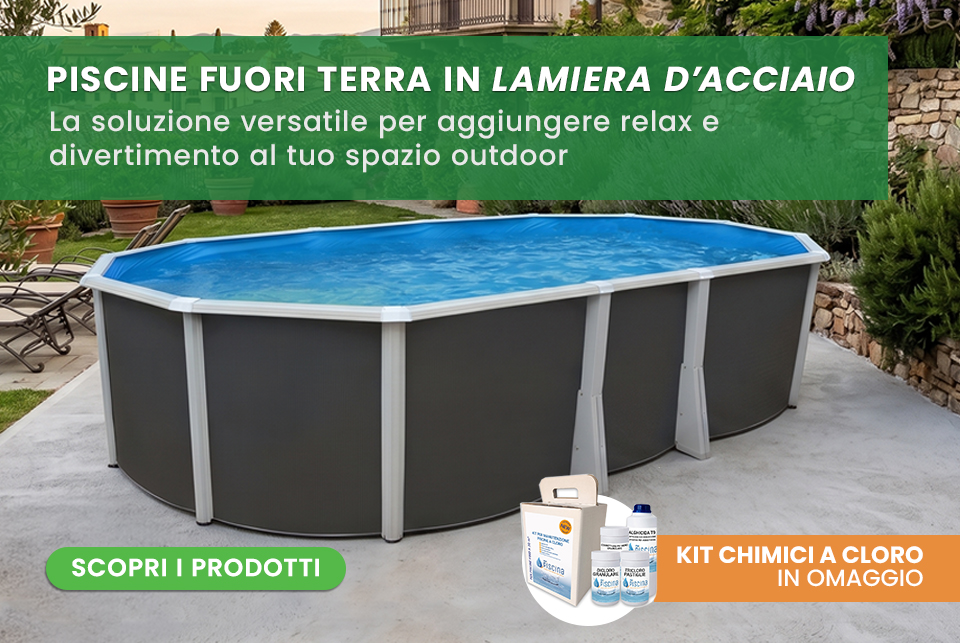 Promozione Piscine fuori terra lamiera d'acciaio in promozione con doccia in omaggio