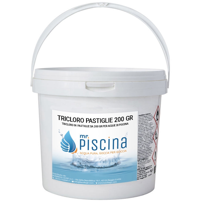 TRICLORO PASTIGLIE 90/% PASTIGLIE PICCOLE 20 GR CLORO ACQUA PISCINA KG 5 PISCINE