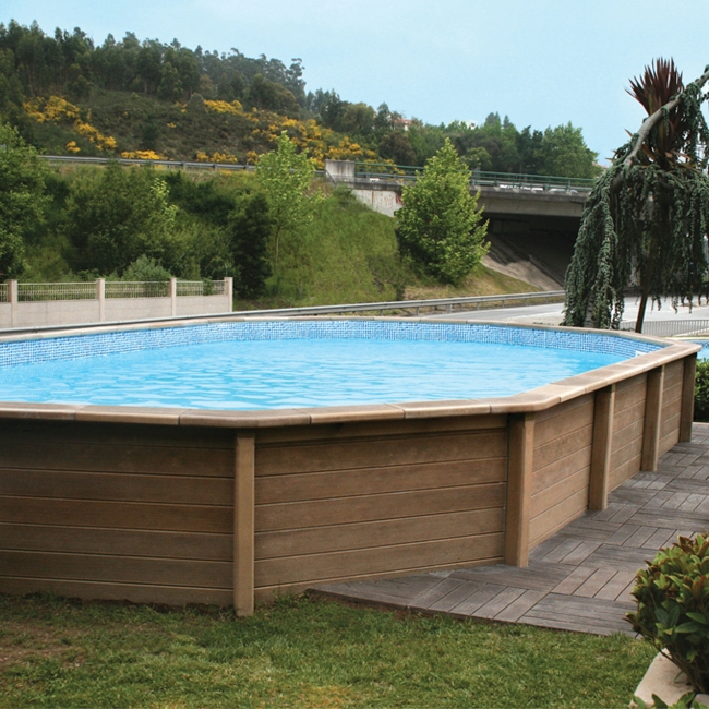 Piscina In Pietra Ricostruita Effetto Legno Naturalis Decagono Allungato 635 X 472 H140