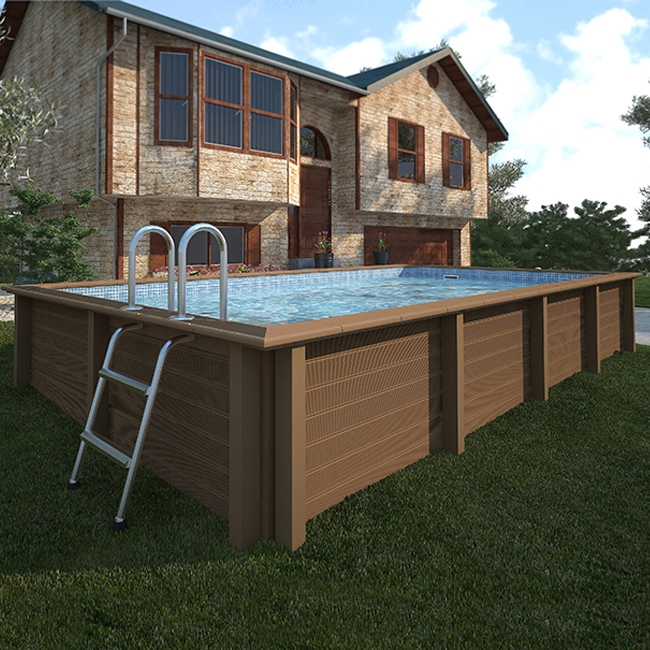 Piscina In Pietra Ricostruita Effetto Legno Naturalis Rettangolare 467 X 324 H140