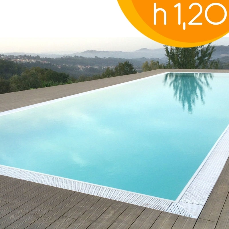 Piscina Interrata A Sfioro Italika Infinity In Pannelli Dacciaio 800 X 400 H120 M