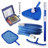 Kit di pulizia per piscine, con asta telescopica da 3,00 m