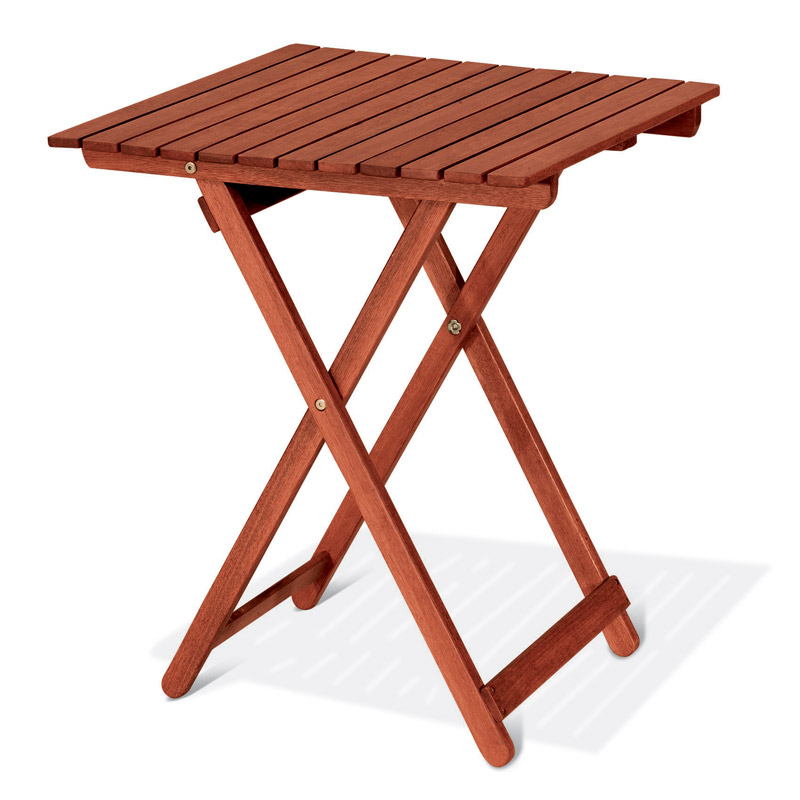 Tavolo da esterno pieghevole in legno di keruing CAPRIFOGLIO, quadrato