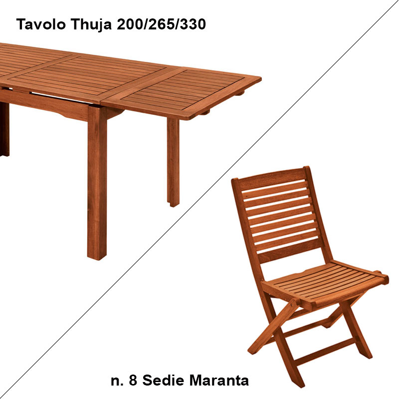 Set da pranzo da giardino tavolo pieghevole 120x70 + 4 sedie senza bracci  balcone - Java Light