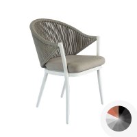 Poltrona da esterno in alluminio e corda MINOSSE, con cuscino