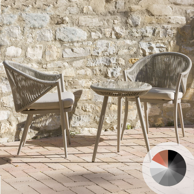 Salotto da giardino in alluminio MINOSSE - 2 poltrone e 1 tavolino