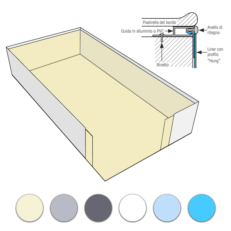 Liner di ricambio per piscina rettangolare 8,00 x 5,00 m