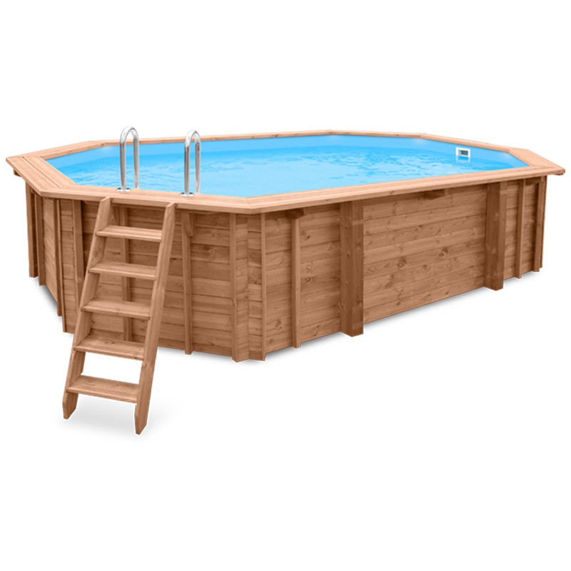 Piscina in legno ottagonale allungata NaturalWood 607 - 6,07 x 3,96 h.1,31 m