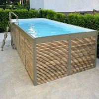 Piscina Laghetto fuori terra rivestita in Bambù ANTEA® 4,12 x 2,12 h.1,26 m