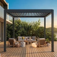 Pergola Bioclimatica in alluminio 3x3 m, con luci LED perimetrali