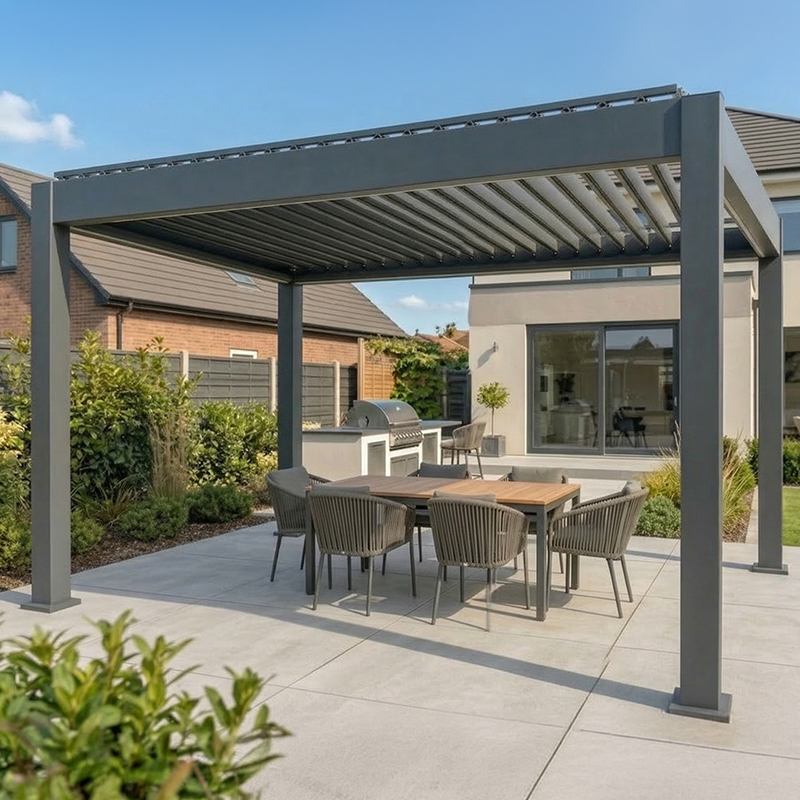 Pergola Bioclimatica in alluminio 3x4 m, con luci LED perimetrali