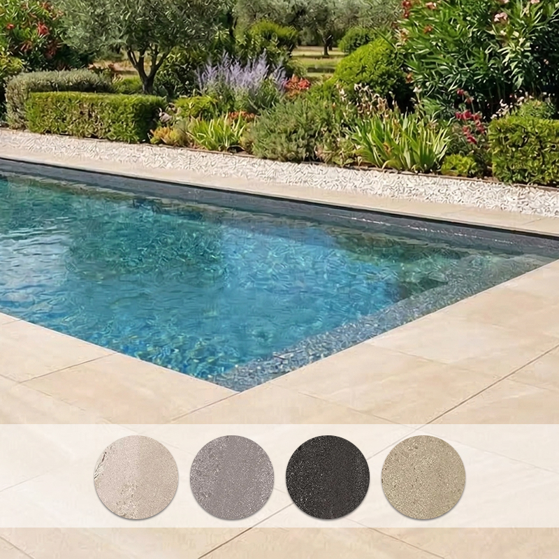 Bordo piatto per piscina in gres SARZANO con finitura TORO