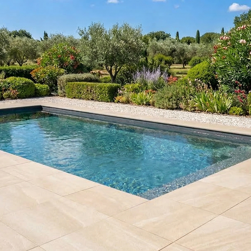 Bordo piatto per piscina in gres SARZANO con finitura TORO - quattro colorazioni