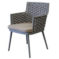 Poltrona da esterno ISIDE in alluminio e corda, con cuscino