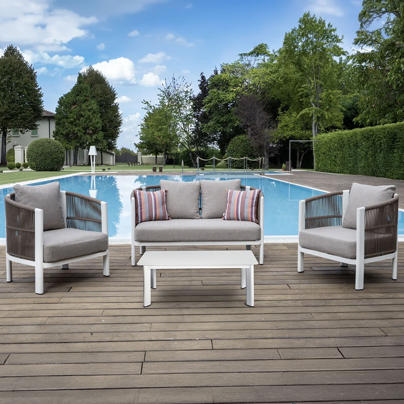 Salotto da giardino in alluminio MEDUSA - 1 divano, 2 poltrone e 1 tavolino