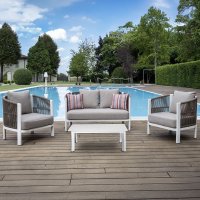 Salotto da giardino in alluminio MEDUSA - 1 divano, 2 poltrone e 1 tavolino