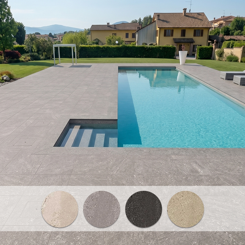 Bordo piscina SARZANO, Antiscivolo R12 effetto pietra - finitura STANDARD