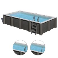 Piscina in legno composito WPC WOOD CONNECT 5,95 x 3,15 x h 1,26 m - con o senza faro LED