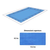 Copertura Invernale per piscina GEOCOVER PLUS 240 gr/m² con bretelle porta salsicciotti - rettangolare 13.5 x 6.5 m colore blu