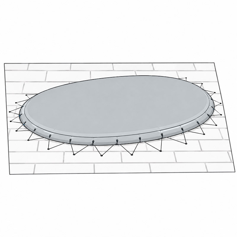 Copertura invernale gonfiabile per piscina ovale AIRTEX con occhielli e corda elastica - colore Grigio