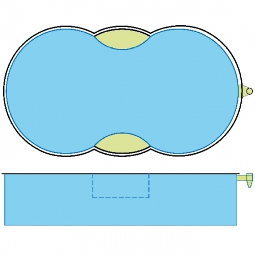 Piscina interrata in vetroresina COCOS 6,20 x 3,20 m - Fondo piano h 1,40 m