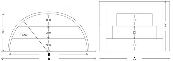 Dimensioni Scala Romana per piscina, h 1,20 m con 3 scalini per posa sotto liner