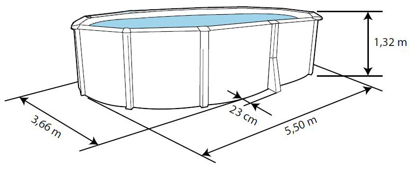 Dimensioni Piscina fuori terra STEELWHITE Omega 550