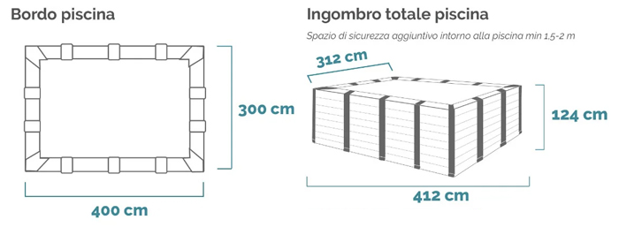 Piscina Fuori Terra Rettangolare INTEX GRAPHITE GREY 4 x 3 metri