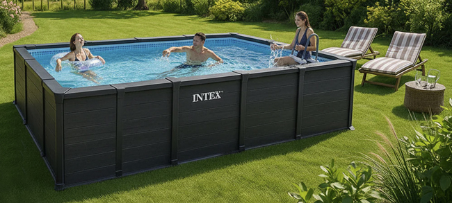 Piscina Fuori Terra Rettangolare INTEX GRAPHITE GREY 6 x 3 metri