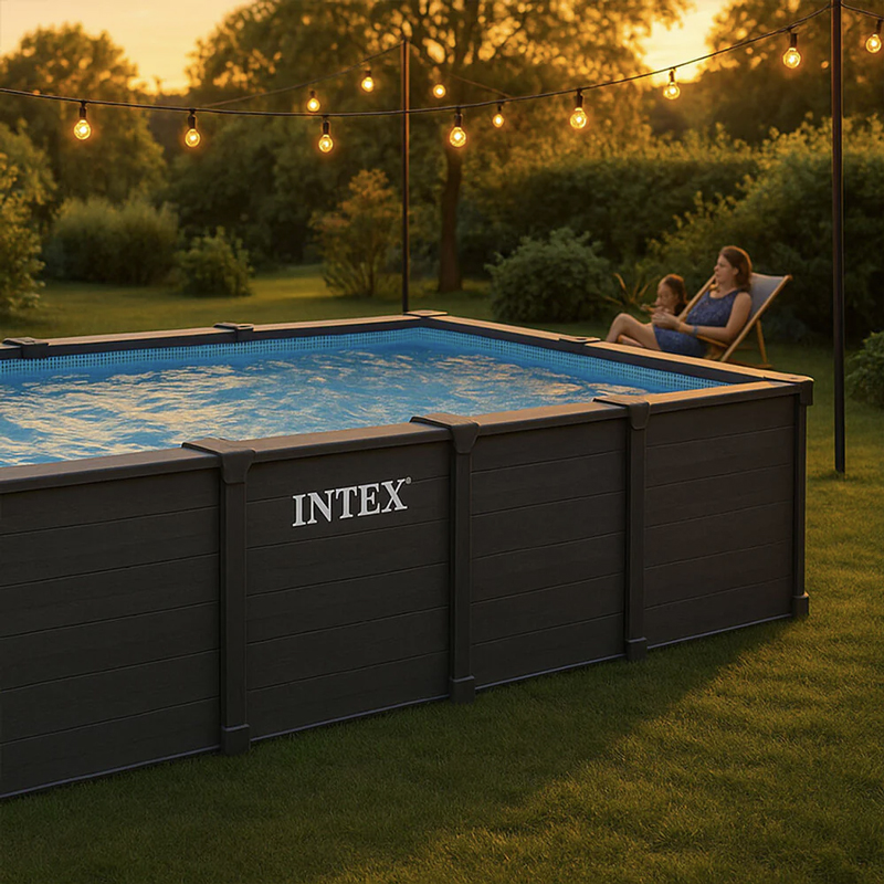 Piscina Fuori Terra Rettangolare INTEX GRAPHITE GREY 6 x 3 metri