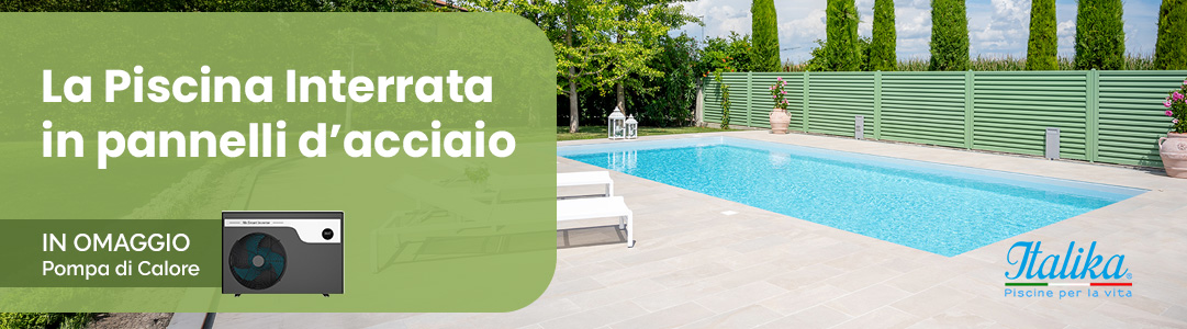 piscina interrata in pannelli d'acciaio con pompa di calore omaggio