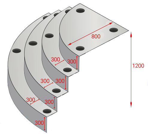 Dimensioni scala interna monoblocco con 4 scalini