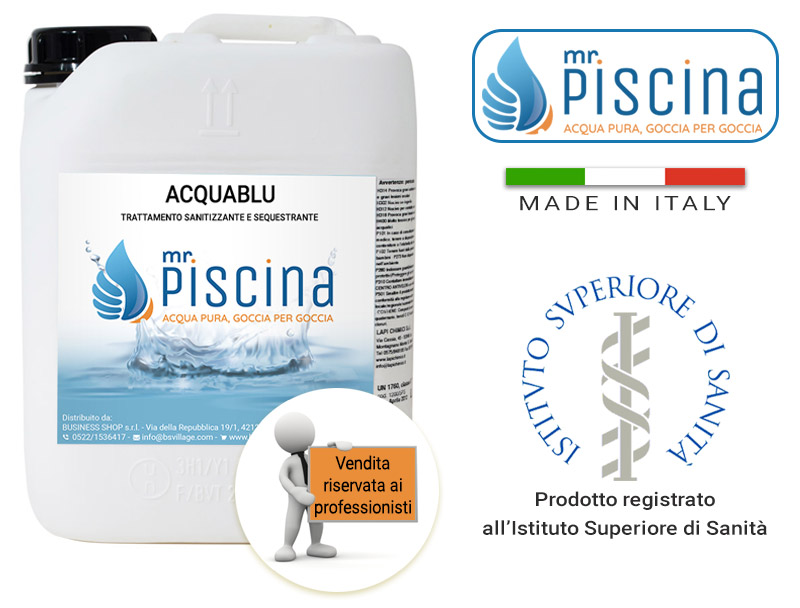 Ossigeno attivo liquido ACQUA BLU sanificante e sequestrante