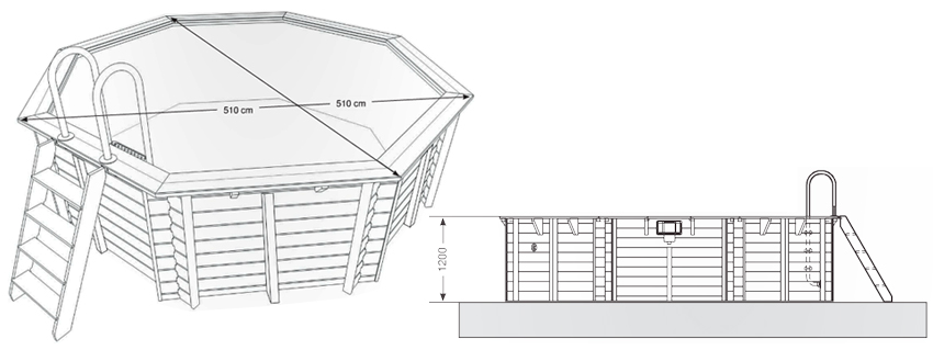 Disegno tecnico piscina in legno