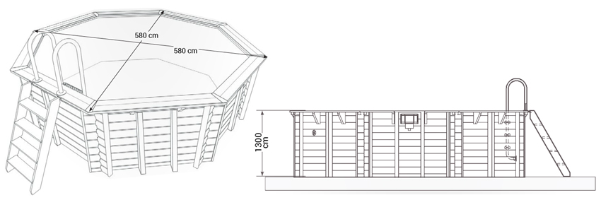 Disegno tecnico piscina in legno