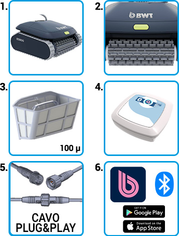 Robot pulitore per piscine BWT ES 800 Componenti