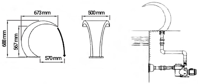 Cascata mezzaluna piscina