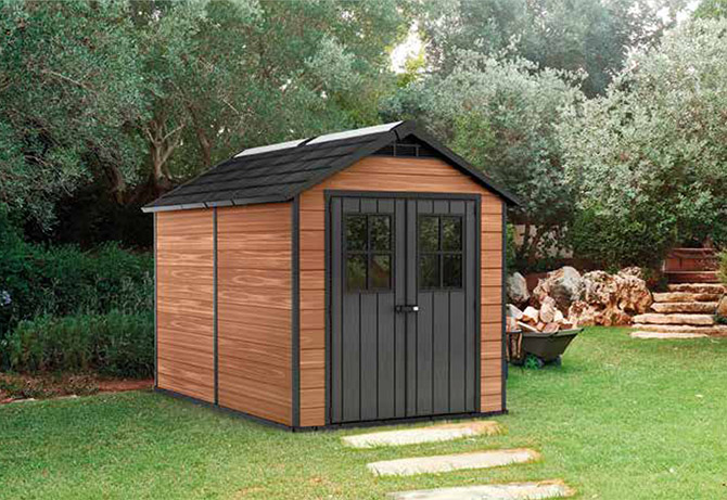 Casetta da giardino in resina NEWTON 7511 effetto legno naturale