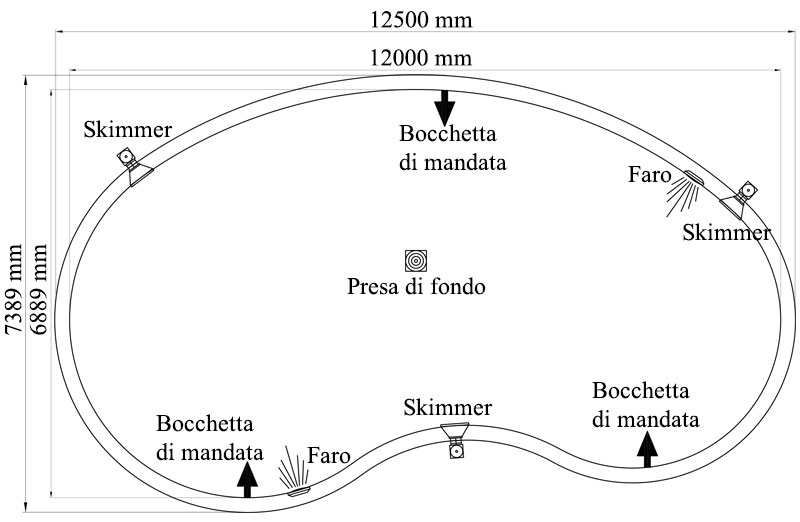 disegno tecnico Piscina interrata in casseri di polistirolo