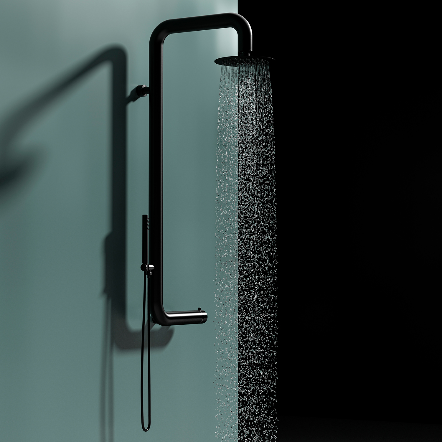 Doccia ad acqua calda e fredda CABRAS NERA in acciaio Inox 316