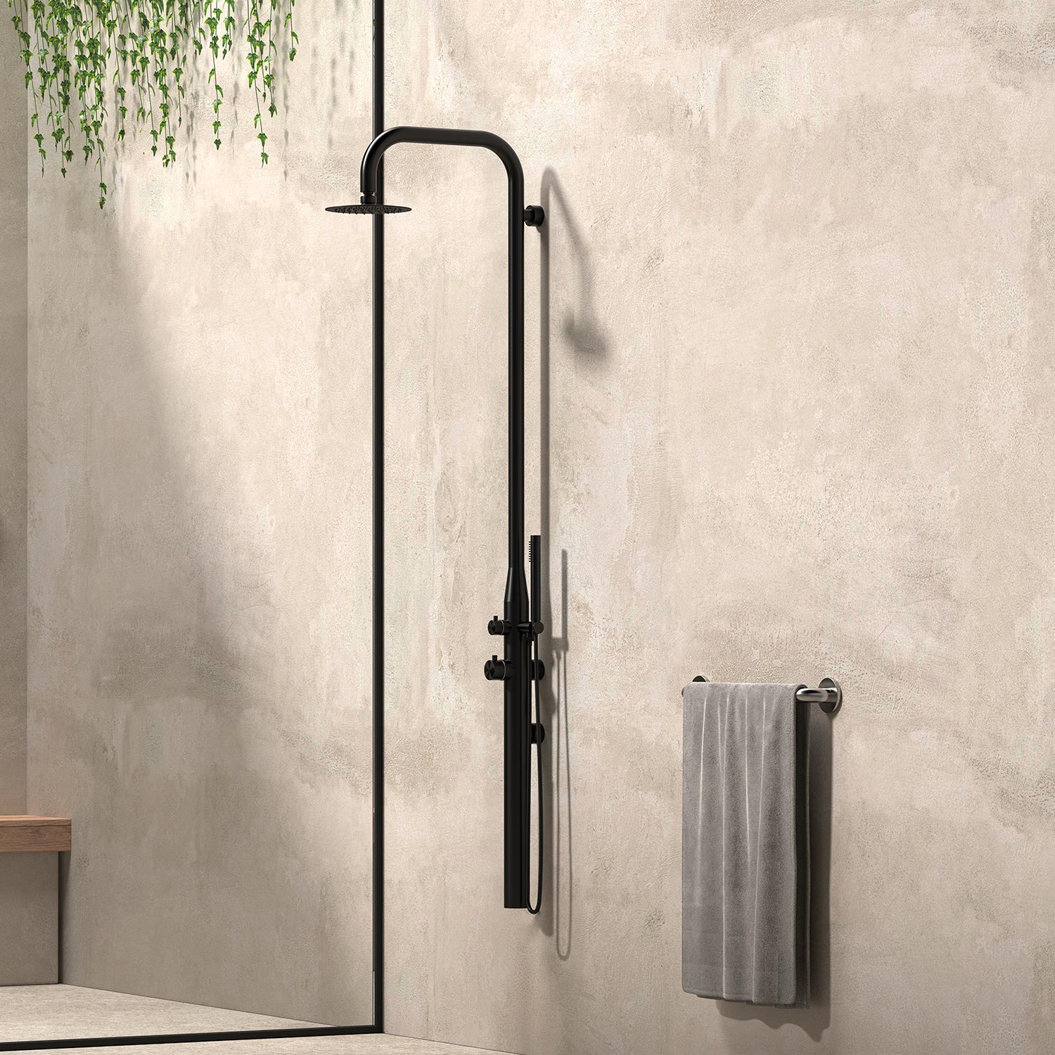 Doccia ad acqua calda e fredda PULA NERA in acciaio Inox 316