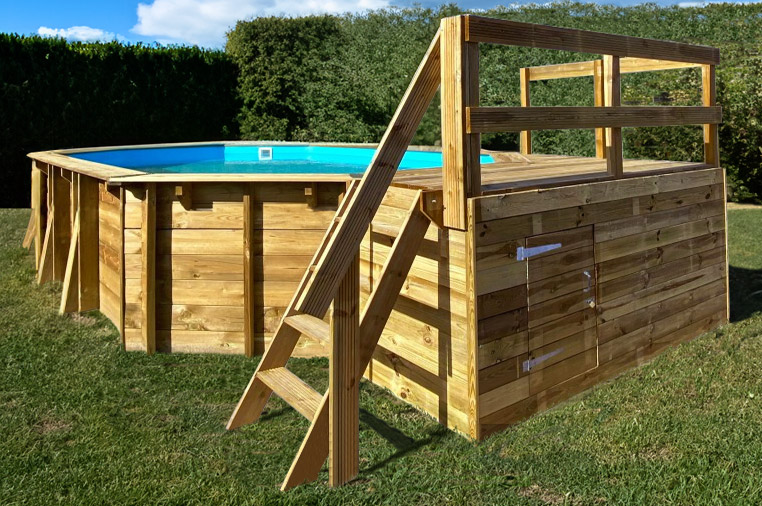 Deck prendisole per piscina in legno