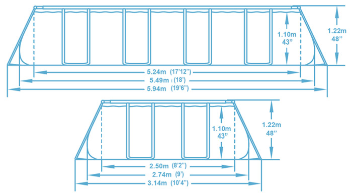 Dimensioni piscina fuori terra Bestway POWER STEEL